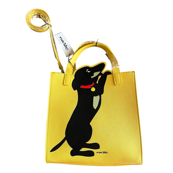MARC TETRO Dachshund Yellow Mini Lunch Tote Shoulder Handbag Dog Lover Purse NWT - Picture 4 of 10